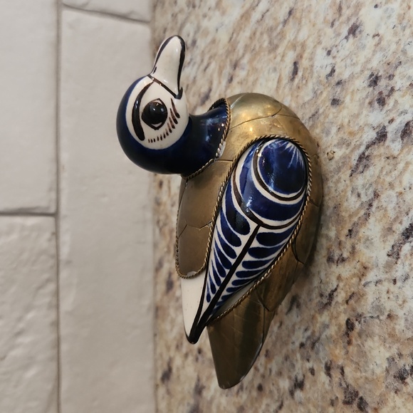 Vintage Handcrafted Tonala Ceramic and Brass Ducks - Picture 6 of 11